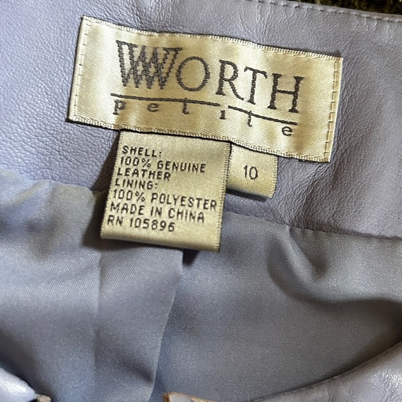 Worth Petite Lavender Leather Jacket with Ruffle Detail. Size small petite - Picture 3 of 5
